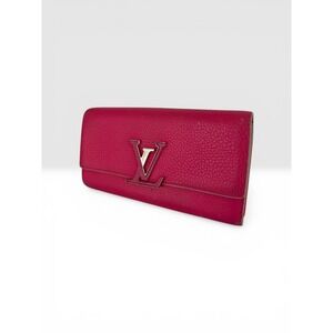 Louis Vuitton Capucines Wallet Pink Taurillon Leather LV Flap Continental France